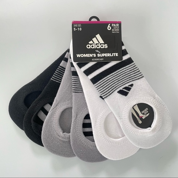 adidas Accessories Adidas Womens Super No Show Socks White Black